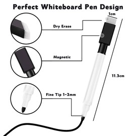 VOTON Whiteboard Markers, Pack of 10 Magnetic Whiteboard Pens and Eraser Set, Fine Tip Foil Pen, Wipeable and Dry Wipe Markers