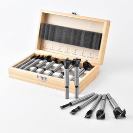 Mollom Carbide Forstner Drill Bit Set 8 Pieces(6.3-35mm), Woodworking with YG8 Carbide Steel Thickened Blades, Hinge Cutter Tool Kits Ideal for Wood, Plastic, Plywood