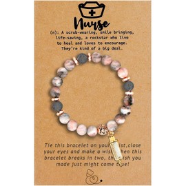 CSIYANJRY99 Nurse Bracelet for Women Natural Stone Beaded Bracelet Nurse Week School Nurse Appreciation Nurse Graduation Accessories S