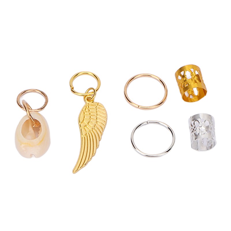 206pcs Dreadlocks Hair Jewelry Rings DIY Alloy Metal Golden Silver