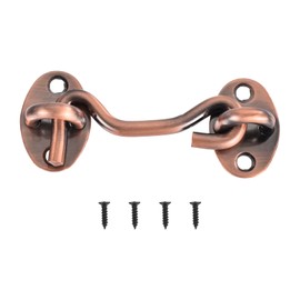 uxcell 3 Inch Hook and Eye Latch, Barn Door Lock Privacy Hardware Stainless Steel Gate Lock for Window Cabin Hooks Sliding Door Bedroom Bathroom, Copper