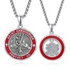 ADMETUS Red St Christopher Necklace Mens Sterling Silver St Christopher