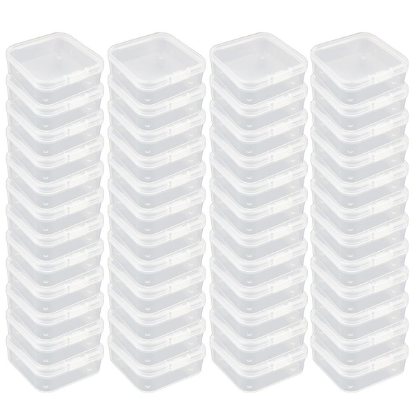 LJY 48 Pieces Square Mini Clear Plastic Storage Containers Box