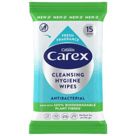 Carex Antibacterial Original Biodegradeable Wipes, Cleans, Cares and Protects, Bulk Buy, Pack of 10 x 15 Wipes