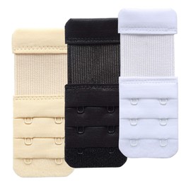 AKAAYUKO Bra Extension Closure Bra Extender Strap Elastic Band Soft Strap Extension 3 Rows 2 Hooks - Pack of 3, 3 colors, 2 hooks 3/4 inch spacing