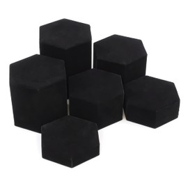 Set of Six Black Velour Covered Tiered Hexagon Jewelry Display Risers - 1″, 2″, 3″, 4″, 5″ and 6″ High (Quantity 1) (1, Clear)