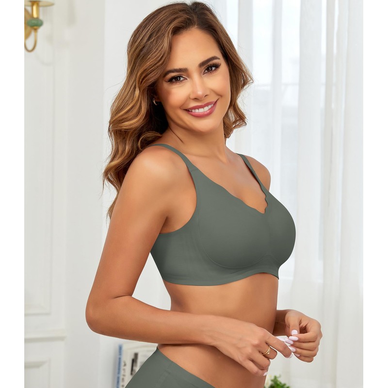 Xcutting Women's Thin Bra Without Underwire Soft Bustier Seamless Bra