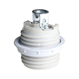 Caishun E26 Ceramic Lamp Threaded Socket with White Shade Ring High Temperature Resistant Lamp Holder Lighting Accessories Standard Screw in Bulb Socket for Ceiling Fan Chandelier Wall Light White