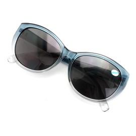Women Bifocal Reading Sunglasses Reader Glasses Cateye Vintage Jackie Oval (Blue, 3.00)