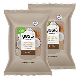 Yes To Coconut Hydrate & Restore Cleansing Facial Wipes for Very Dry Skin, 30 Count (2 Pack)