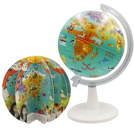 EXERZ 20 cm Globe with Book "My Wild World" 16 Pages Spin, Spin, Play, Read, Explore Animals on Earth