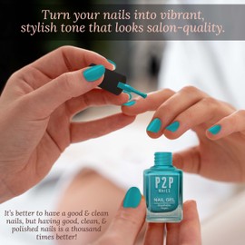 P2P Nails Vegan Nail Gel Polish - Natural Shine Scratch Free Gel Polish - Quick Dry Nail Polish - Smooth Texture Nail Gel in Vibrant Colors (Turkish Waters)