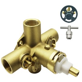 2590 Pressure Balancing Shower and Tub Valve Replacement Compatible with Moen Posi-Temp Trim Kit, 1/2-Inch IPS Connection, Lead-Free Brass, 4 Port Valve with Stops, Includes 1222 Faucet Cartridge