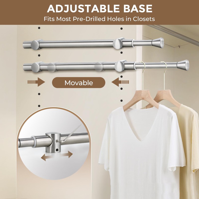 12" Valet Rod for Closet Pull Out, Adjustable Expandable Stainless