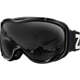 ZIONOR Lagopus Ski Snowboard Goggles UV Protection Anti-fog Snow Goggles for Men Women Youth - B1 Black Frame Black Lens
