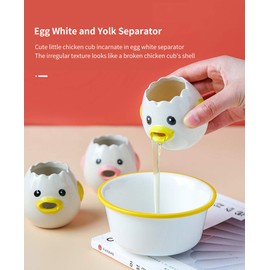 Egg Separator, Ceramic Egg Yolk Egg White Separator, Portable Kitchen Gadgets Baking Tool Egg White