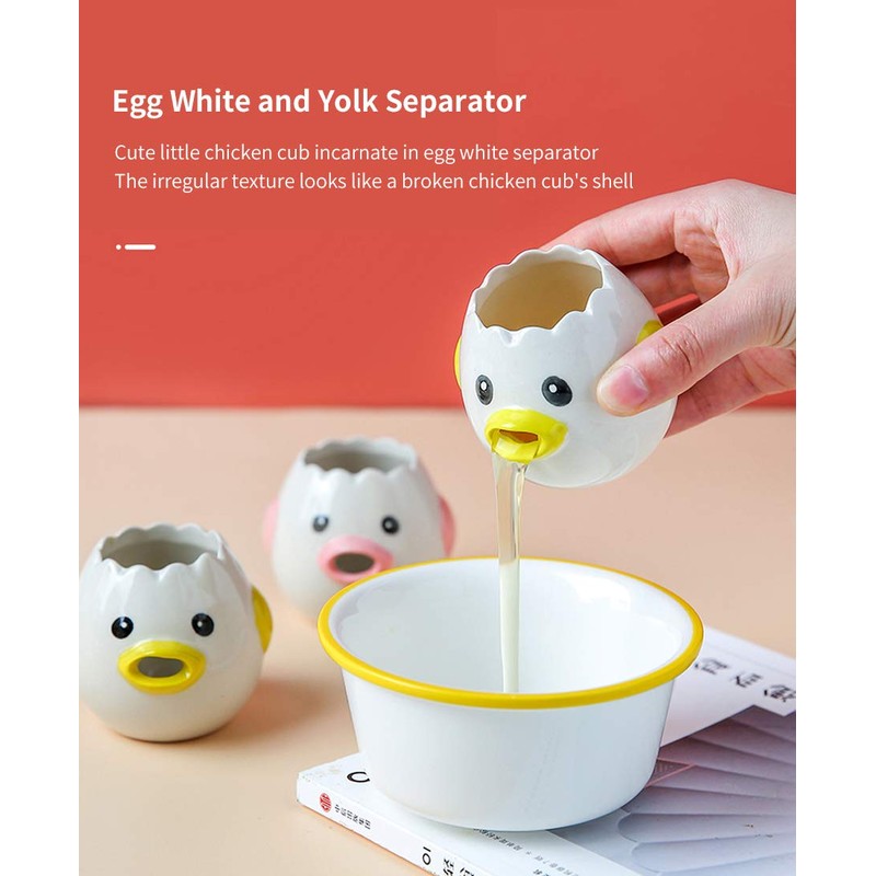 Egg Separator, Ceramic Egg Yolk Egg White Separator, Portable Kitchen