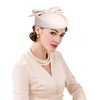 F FADVES British Style Pillbox Hat Retro Wool Fascinator Wedding