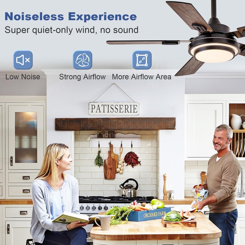 Depuley 42-Inch Ceiling Fan with Light: Walnut Ceiling Fans with