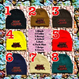 ALICE COOPER BLACK ( OTHER COLORS ) PATCHED BEANIE  NECKLACE