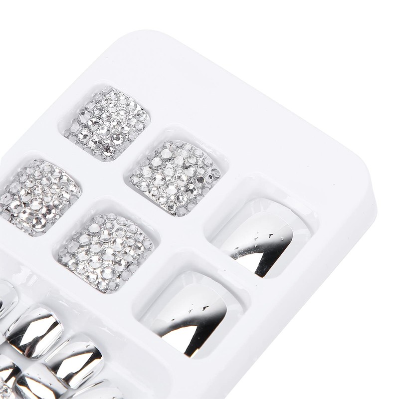 Uñas Postizas con Diamantes de Imitación, Cobertura Completa, 24 Piezas,