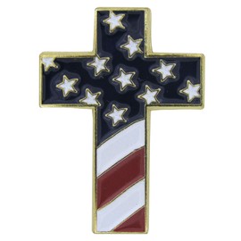 Christian Cross Special Design Pin with USA Flag