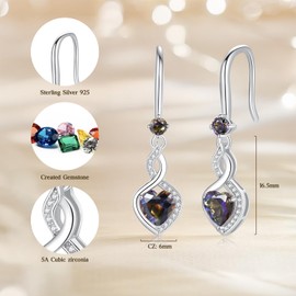 FANCIME Valentine's Day Gifts Alexandrite Heart Infinity Dangle Drop Earrings 925 Sterling Silver June Birthstone Earrings Fine Jewelry Birthday Gifts for Women