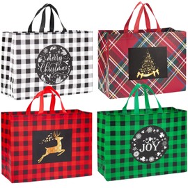 Heetobcos 8PCS Extra Large Christmas Gift Bags, 16.9"×12.6"×7.1",Reusable Christmas Tote Bags with Handle Non-Woven Christmas Bags for Gifts