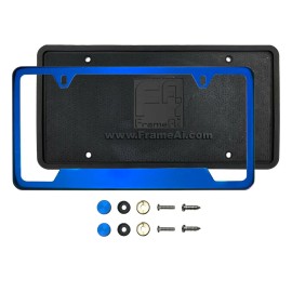 Aftermarket Products Silicone back GuardBottom Cut Out license Blue Chrome  License Frame+Screw Cap