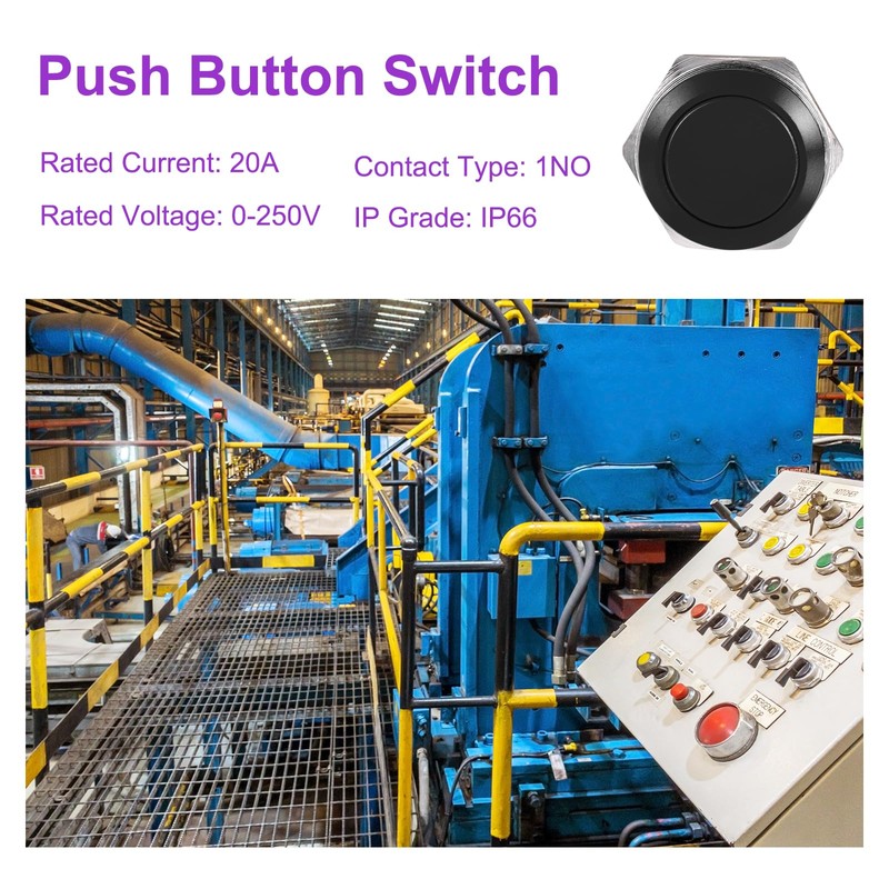 DMiotech 1 Pcs 19mm / 3/4" Push Button Switch, IP66