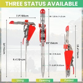 AMGSH 2 Pack Automatic Fishing Rod Holders with Double Springs, Adjustable Sensitivity, Stainless Steel Folding Rod Stand for Bank Fishing, Lakes, Rivers, Ponds