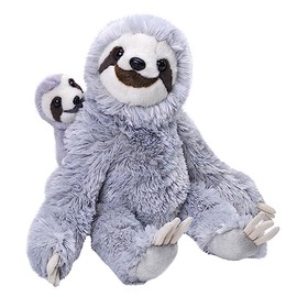 Wild Republic Mom and Baby Sloth, Stuffed Animal, 12 inches, Gift for Kids, Plush Toy, Fill is Spun Recycled Water Bottles