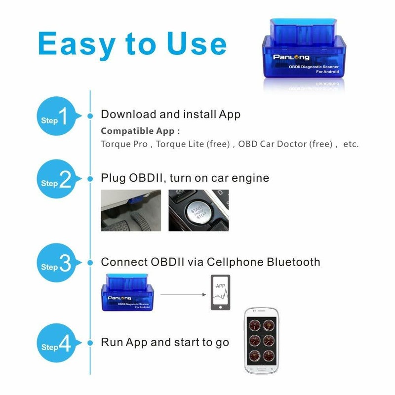 Panlong Bluetooth OBD2 OBDII Car Diagnostic Scanner Check Engine Light