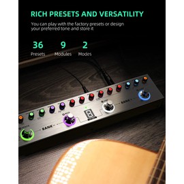 LEKATO Bass Multi Effects Pedal, Bass Effects Pedal with 36 Presets, Editable 4 Modules, Amp, Compressor, Mod, Space, Reverb, IR CAB, Tuner, BT Connection, Music Recording