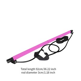 Perfeclan Pilates Bar with 2 Sections Pull Rod Equipment Removable Stretched Fusion Bar Fitness Stick for Indoor Squats Pink