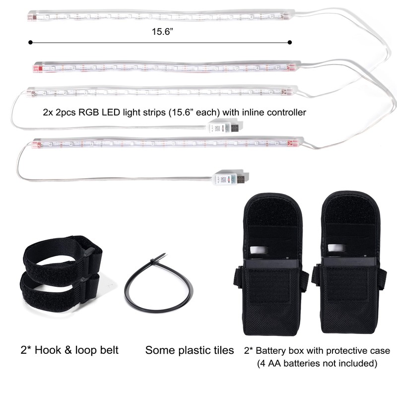 2 Sets 2pcs 15.6in LED Bike Lights Kit for Night