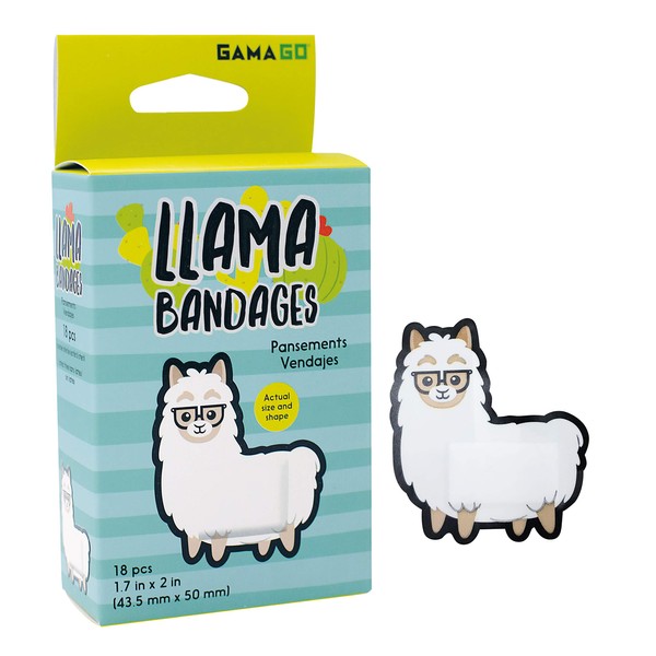 GAMAGO Llama Bandages for Kids & Kidults - Set of 18 Individually Wrapped Self Adhesive Bandages - Sterile, Latex-Free & Easily Removable - Funny Gift & First Aid Addition