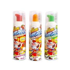 Fire Blaster Schaumspray 3er Set (3x40ml) – Aufschäumbare Fruchtschaum-Süßigkeit | 1x Apfel + 1x Cola + 1x Erdbeere in Feuerlöscheroptik | Für Mottopartys, Kindergeburtstage & Probierpaket