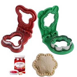 2 cortadores y selladores de sándwiches para niños, sándwiches de bolsillo para desoxidantes, cortador de sándwiches no costrable, fabricante de sandwiches para lonchera y caja bento (verde flor +
