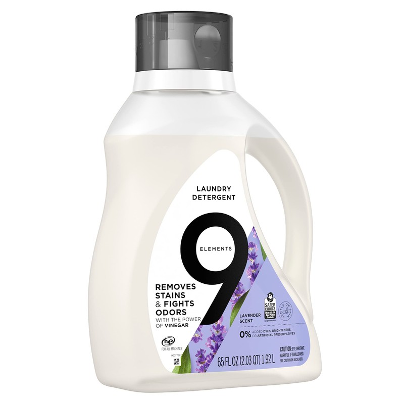 9 Elements Liquid Laundry Detergent, Lavender Scent, Vinegar Powered, 65