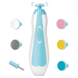 XEMY BABY Lima Eléctrica para Uñas de Bebé con Luz LED – Juego de 6 Cabezales Suaves para Recién Nacido y Niños – Silenciosa, Segura y Portátil – Manicura Infantil con 2 Velocidades- Azul