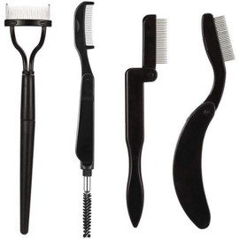 VANANA 4PCS Set Folding Eyebrow Teeth Comb Eyelash Separator Grooming Brush Stainless Steel for Women and Men