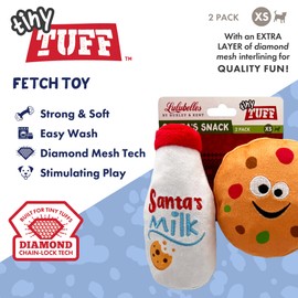 Huxley & Kent Tiny Tuff | Santa's Snack | Christmas Holiday Extra Tough Dog Toy for Small Dogs | 2-Pack Funny Dog Toy | Features Squeaker, Crinkle | Machine Washable