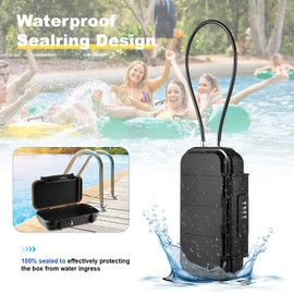 Hurinan Portable Safe Box with Code, [Waterproof & Anti-Theft]Travel Safe, Combination Security Case Lock Box with Removable Wire Rope, for Beach, Cars, Office, Vacation (Black)
