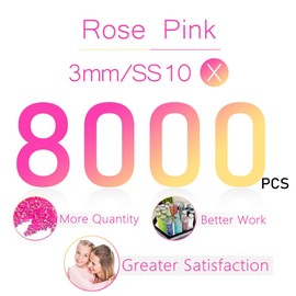 qiipii 20000PCS 3mm Hot Pink AB Resin Rhinestones for Crafts Rose Pink AB Flatback Jelly Resin Rhinestones Bulk SS10 Non-Hotfix Stones Diamonds Crystals Gems for Mugs Tumblers Bottles Cups DIY Crafts
