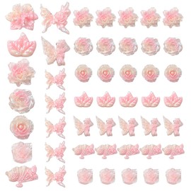 54 Stück Blumen Nagelkunst Charms,3D Blumen Nail Art Dekoration,Nagel Kristalle Hibiskus Blumen Nagel Edelsteine Bunte Blumen Nagel Diamanten