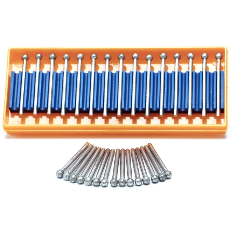 JINGLING Diamond Grinding Bits 5mm 3/16" Round Ball Tipped Burrs