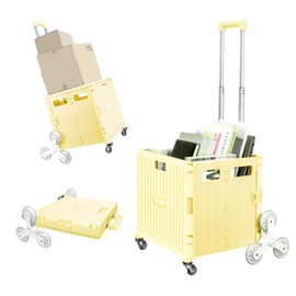 Foldable Rolling Crate for Stair Climbing : Rolling Cart for Shopping Teacher Laundry