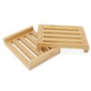 JAPCHET 6 Pack Rectangle Bamboo Soap Dish, Natural Wooden Bamboo
