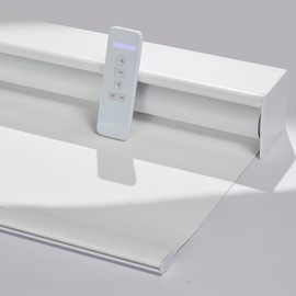 Persilux Motorized Roller Blinds with Remote Control, Blackout Electric Window Shades Work with Alexa Google via Hub, Rechargeable Smart Blinds for Windows, Custom Size, Blackout-White